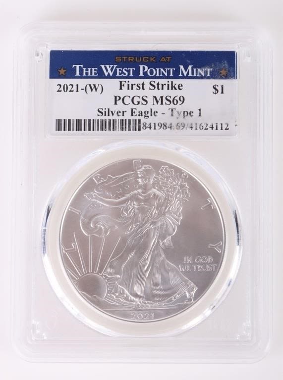 Lot 166334: 2021-W FIRST STRIKE .999 SILVER EAGLE PCGS MS69