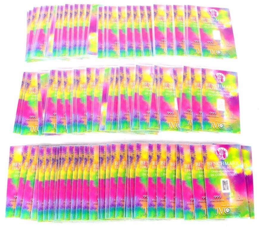 Lot 166335: .999 FINE SILVER 1 GRAIN BENCHMARK METAL BARS (98)