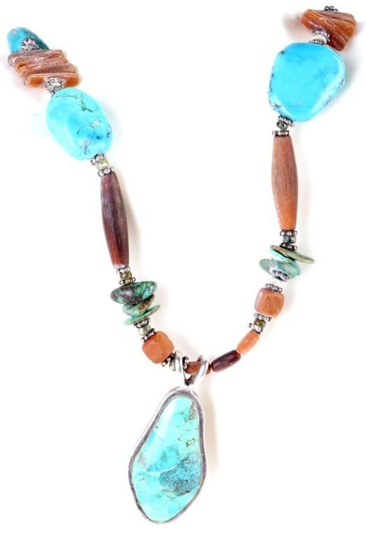 Lot 166162: TURQUOISE STERLING SILVER LADIES NECKLACE