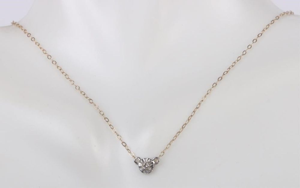Lot 168159: 14K YELLOW & WHITE GOLD DIAMOND LADIES NECKLACE