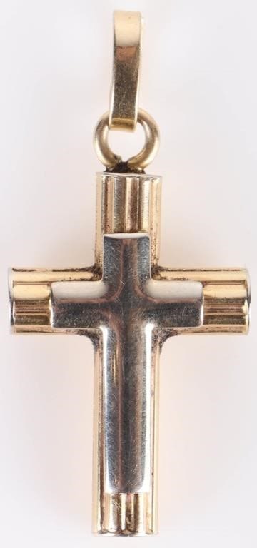 Lot 168162: 14K YELLOW & WHITE GOLD MEN'S CROSS PENDANT