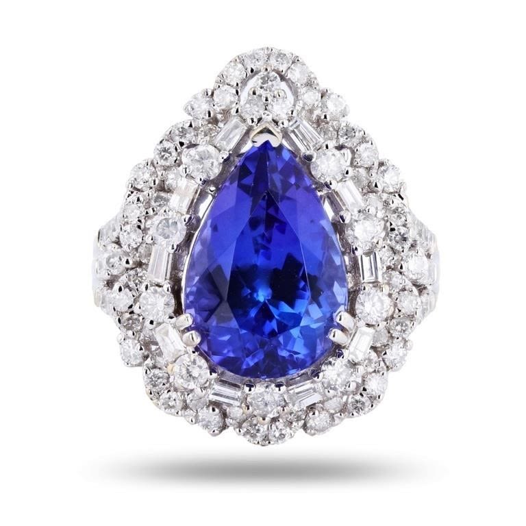 Lot 168165: 5.51CT TANZANITE 1.57CTW DIAMOND 18K GOLD RING
