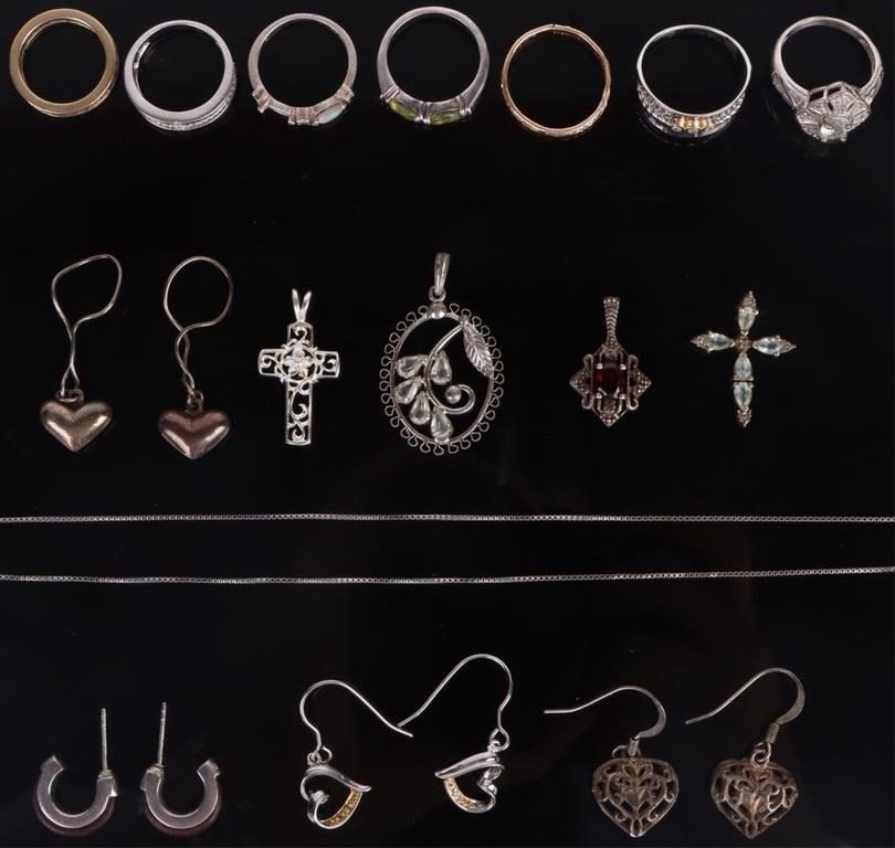Lot 169154: ANTIQUE STERLING SILVER LADIES JEWELRY - (16)