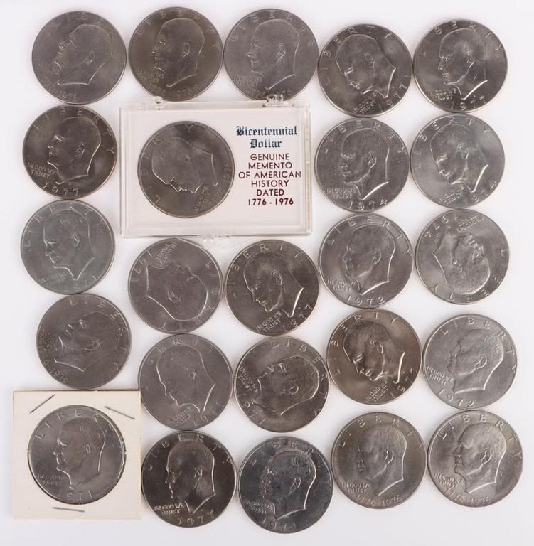 Lot 169182: EISENHOWER & BICENTENNIAL DOLLARS - LOT OF 24