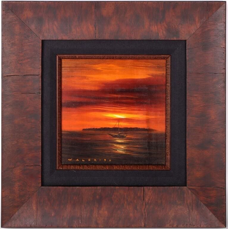 Lot 169198: WALFRIDO GARCIA DISNEY SUNSET SAILBOAT PAINTING