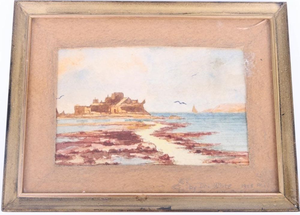 Lot 169206: DR. WHITE ORIGINAL WATERCOLOR CASTLE PAINTING
