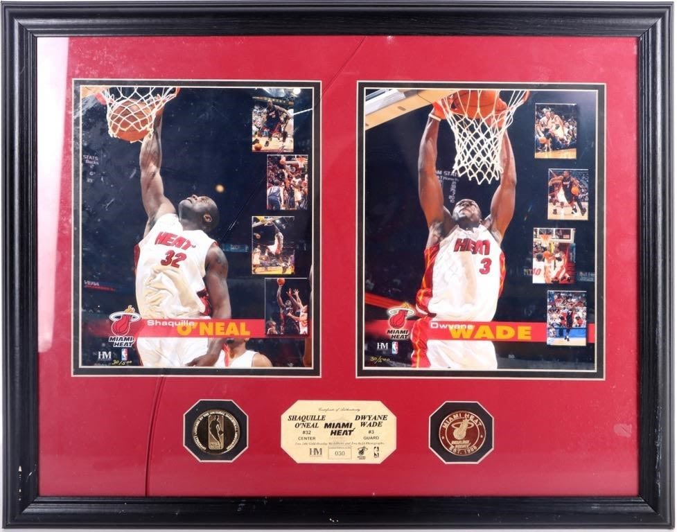 Lot 169211: MIAMI HEAT SHAQ & WADE HIGHLAND MINT PLAQUE 30/500
