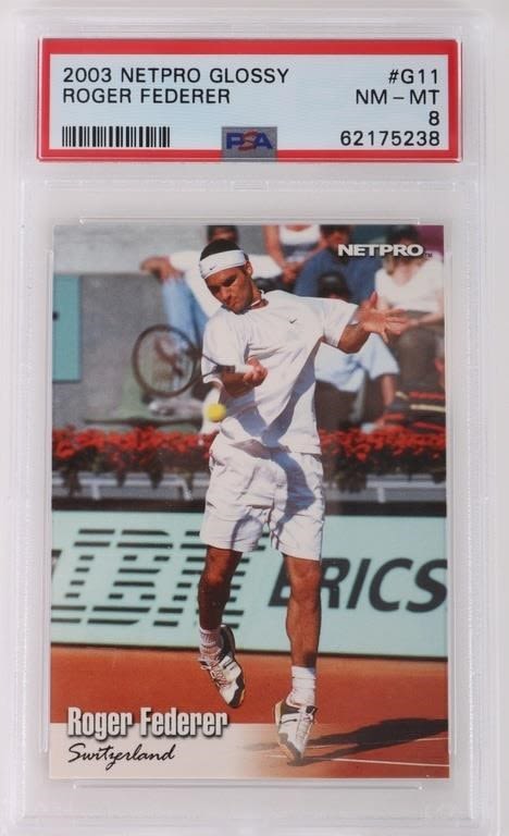 Lot 169213: 2003 NETPRO GLOSSY RODGER FEDERER CARD PSA 8
