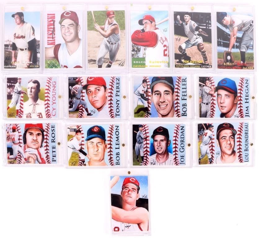 Lot 169218: UNKNOWN ARTIST GICLEE PRINT BASEBALL CARDS (15)
