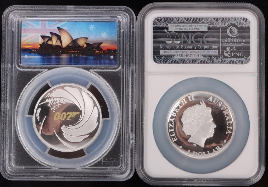 Lot 170266 .999 FIVE SILVER TUVALU JAMES BOND & KOOKABURRA Florida