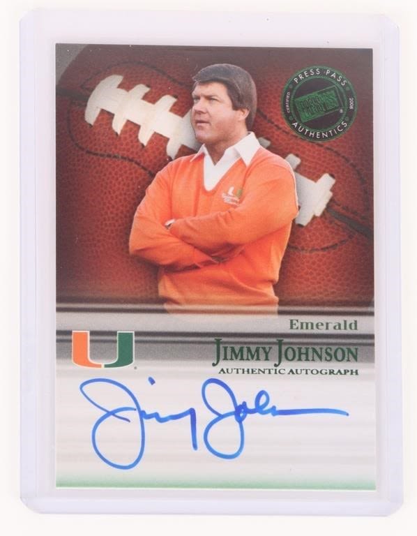 Lot 171185: JIMMY JOHNSON AUTOGRAPHED FOOTBALL CARD