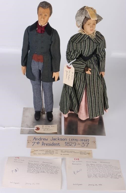 Lot 171193: 7TH PRESIDENTJACKSON LEWIS SORENSEN DOLL PAIR