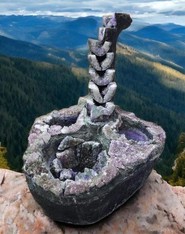 Lot 171196: LARGE 8-LEVEL AMETHYST LAYERED WATER FOUNTAIN