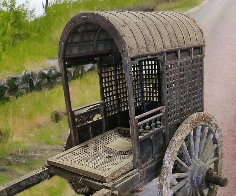 Lot 171287: 17TH C. QING DYNASTY COVERED CARRIAGE / WAGON