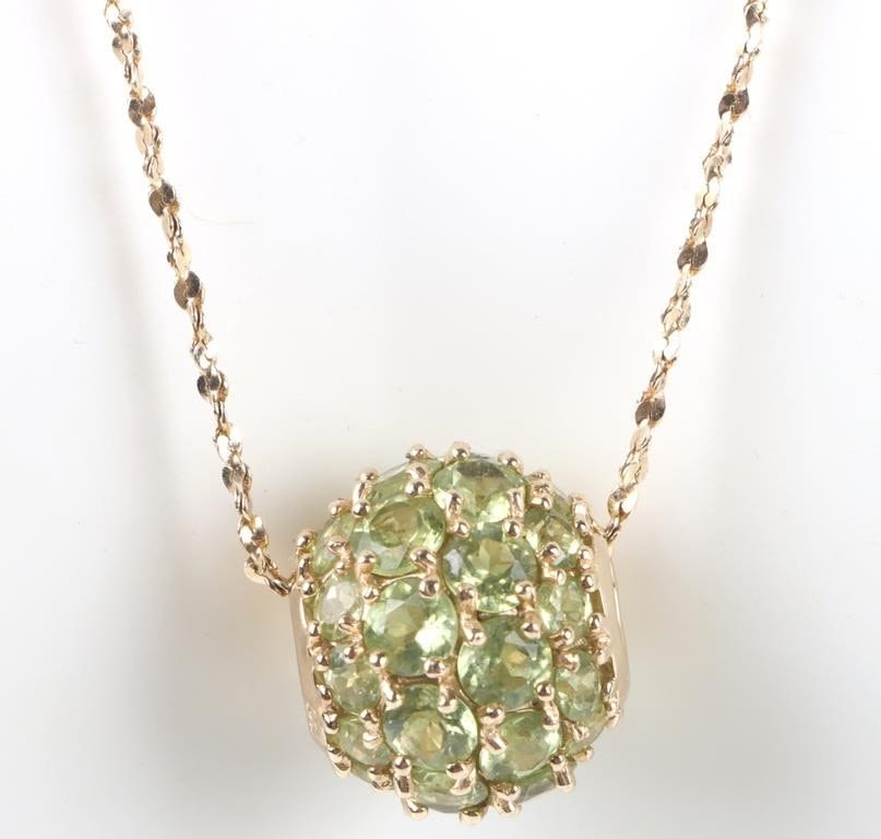 Lot 172144: 14K YELLOW GOLD GREEN PERIDOT LADIES NECKLACE