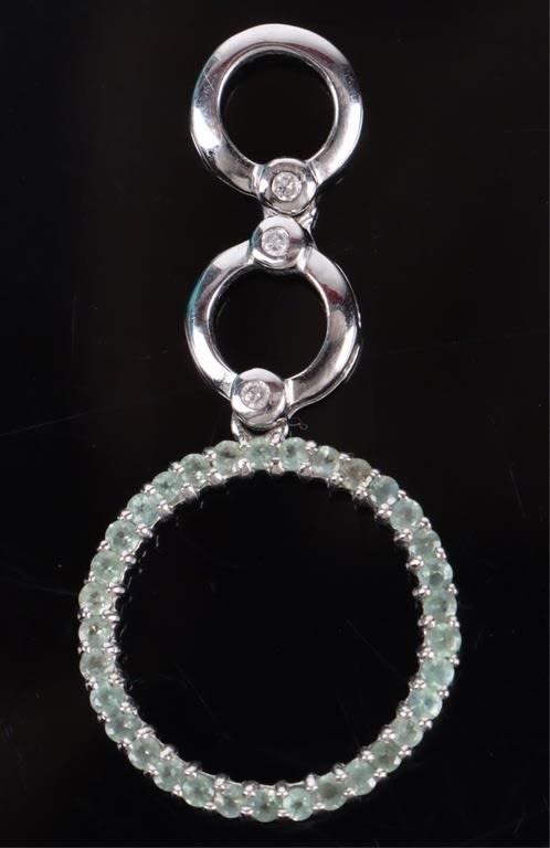 Lot 172155: 14K WHITE GOLD ALEXANDRITE DIAMOND PENDANT W/ CERT