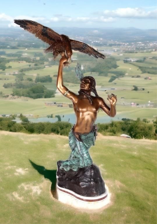 Lot 172180: 3'5" MANCINI SIGNED BRONZE NATIVE AMERICAN STATUE