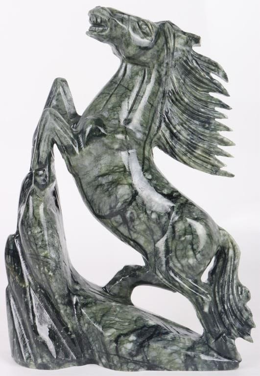 Lot 172184: 8.2 LB AUTHENTIC TREE JADE HORSE STATUE 11" TALL