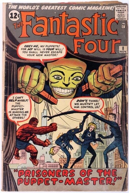 Lot 172194: THE FANTASTIC FOUR #8 (1962) - 1ST PUPPET MASTER!