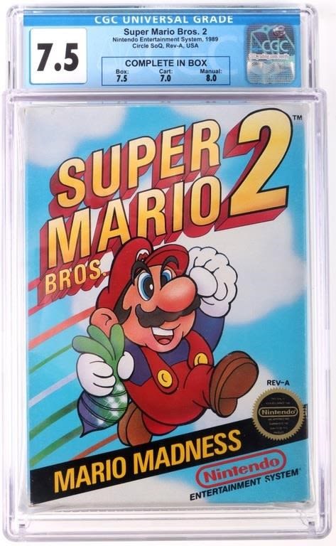 Lot 172215: SUPER MARIO BROS. 2 NES 1988 CGC GRADED 7.5