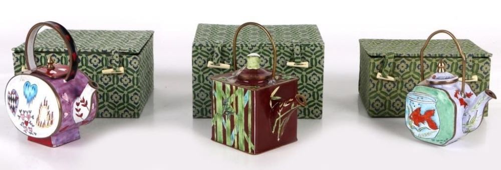 Lot 172236: REDFERN HOUSE CLOISSONE MINIATURE TEAPOTS