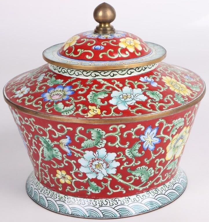 Lot 172240: ASIAN COLORFUL CLOISSONE FLORAL JAR