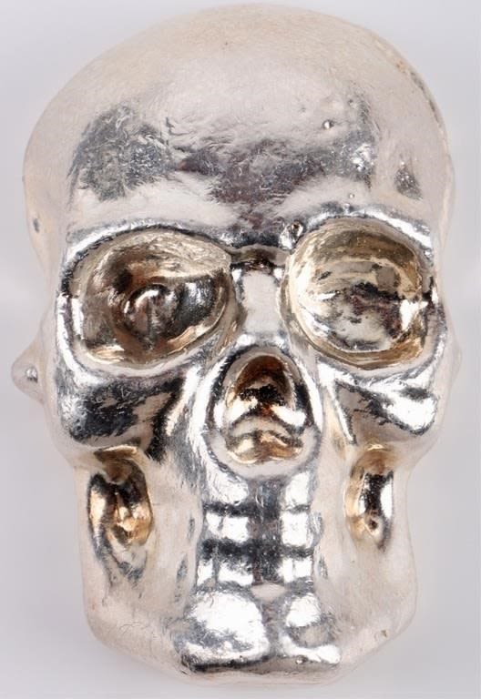 Lot 172274: 10 OZ .999 FINE SILVER 3-D SKULL BULLION
