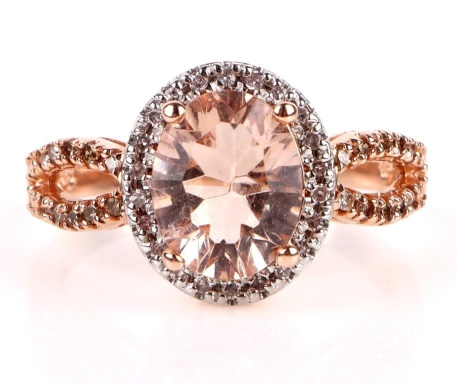 Lot 172072a: 14K ROSE GOLD 2.0CT MORGANITE DIAMOND LADIES RING
