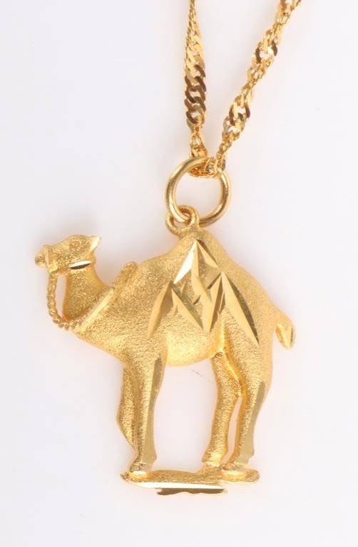 Lot 173185: 21K YELLOW GOLD UNISEX NECKLACE & CAMEL PENDANT