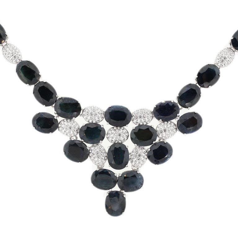 Lot 173193: 140.79CTW SAPPHIRE 4.20CTW TOPAZ STERLING NECKALCE