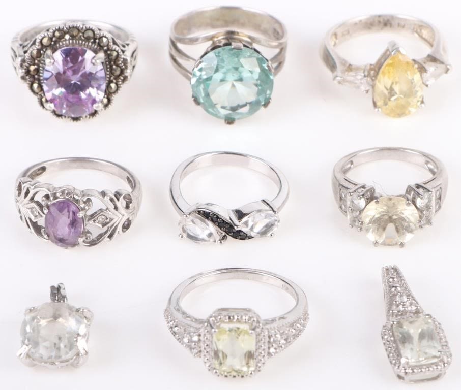 Lot 173231: STERLING SILVER GEMSTONE LADIES JEWELRY - (9)