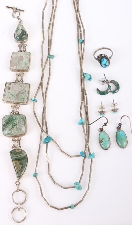 Lot 173235: STERLING SILVER TURQUOISE & STONE LADIES JEWELRY
