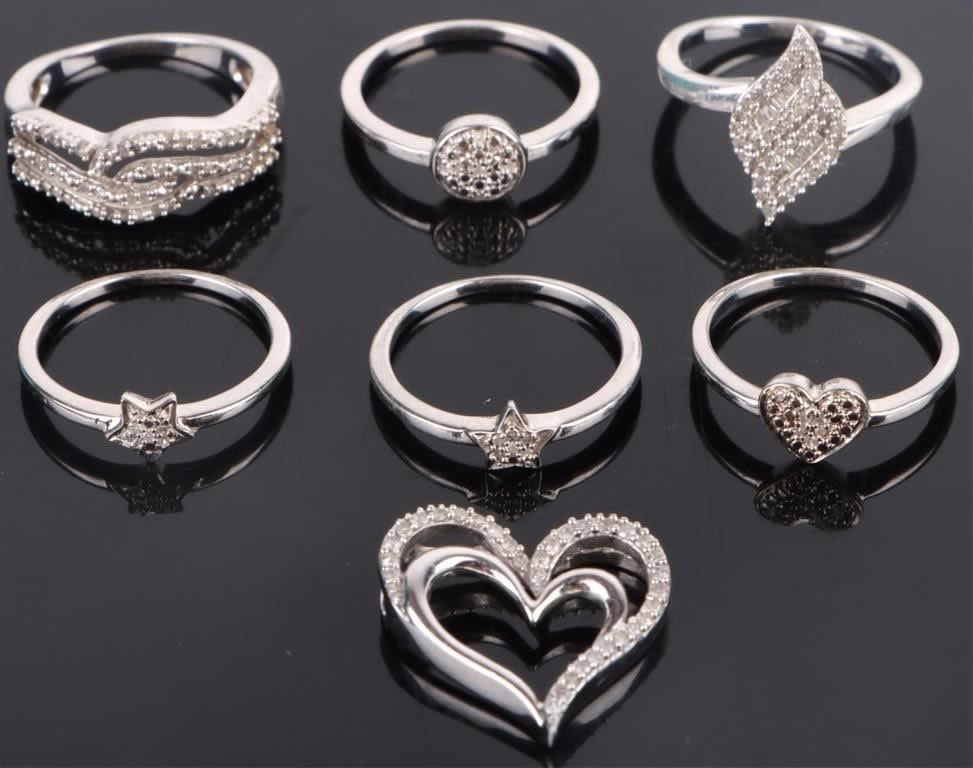 Lot 173237: ~1.3CTW STERLING SILVER DIAMOND LADIES JEWELRY (7)