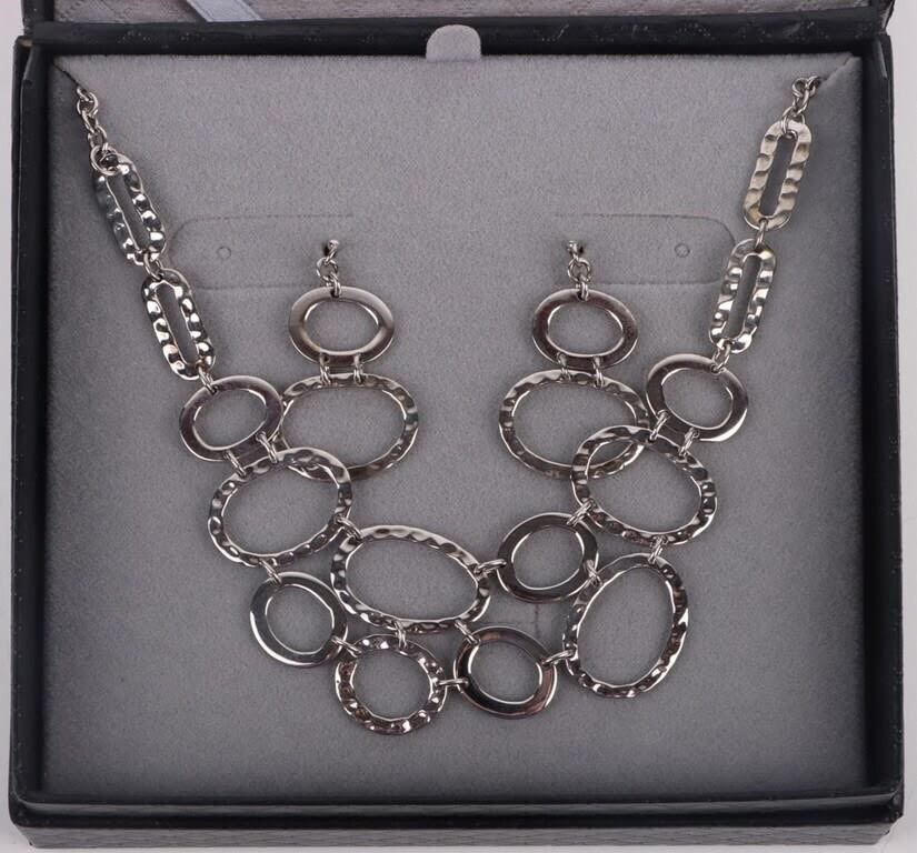 Lot 173245: STERLING SILVER LADIES EARRINGS & NECKLACE SET