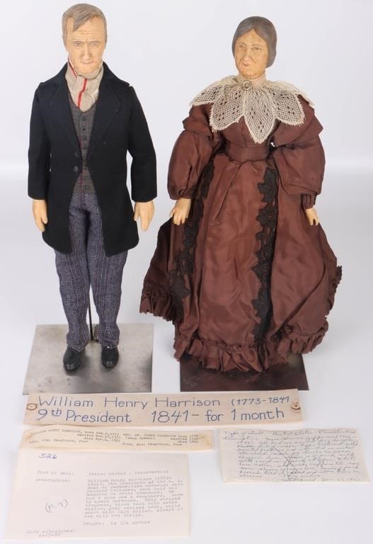 Lot 173271: 9TH PRESIDENT HARRISON LEWIS SORENSEN DOLL PAIR