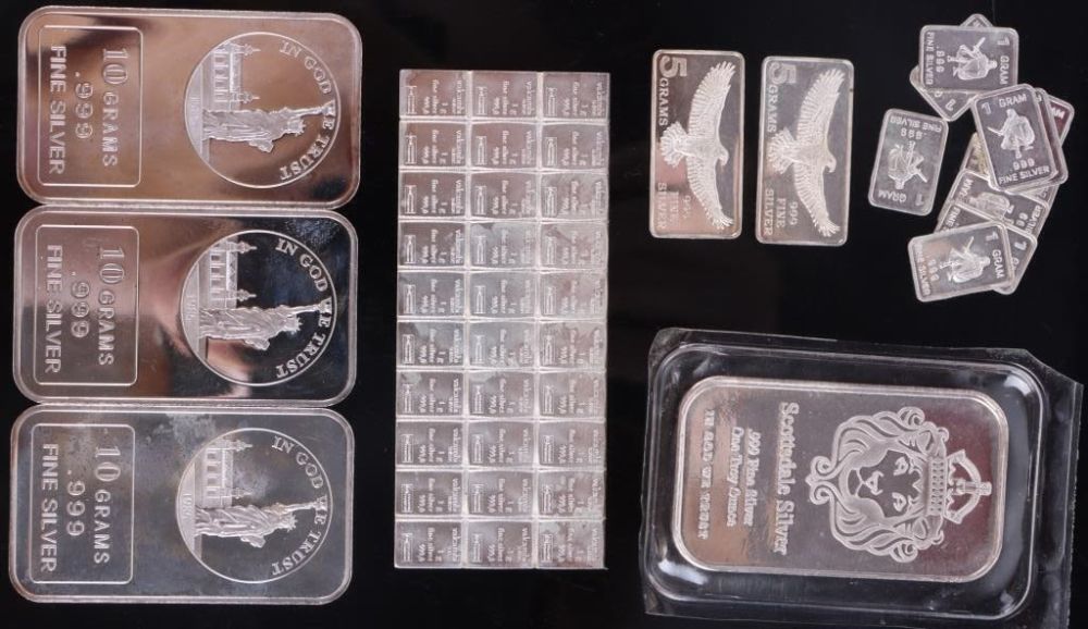 Lot 173307: .999 FINE SILVER MINT BARS 1 GRAM - 1OZT - (17)