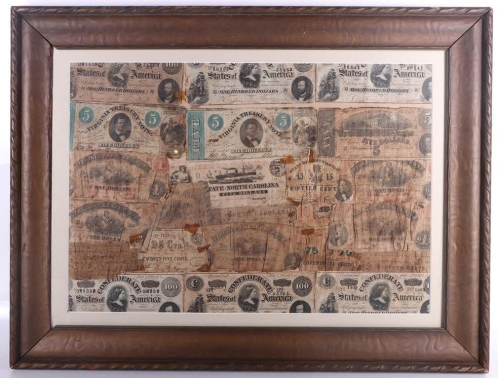 Lot 173309: FRAMED 1860'S CONFEDERATE DOLLARS - LOT OF 23