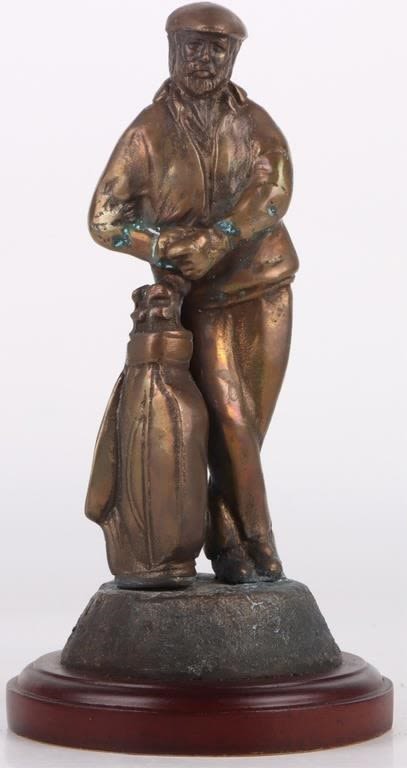 Lot 173315: CAST BRONZE LEANING GOLFING MAN UNSIGNED