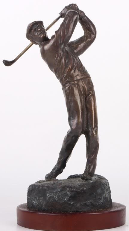 Lot 173318: CAST BRONZE 14" TALL GOLFING MAN UNSIGNED