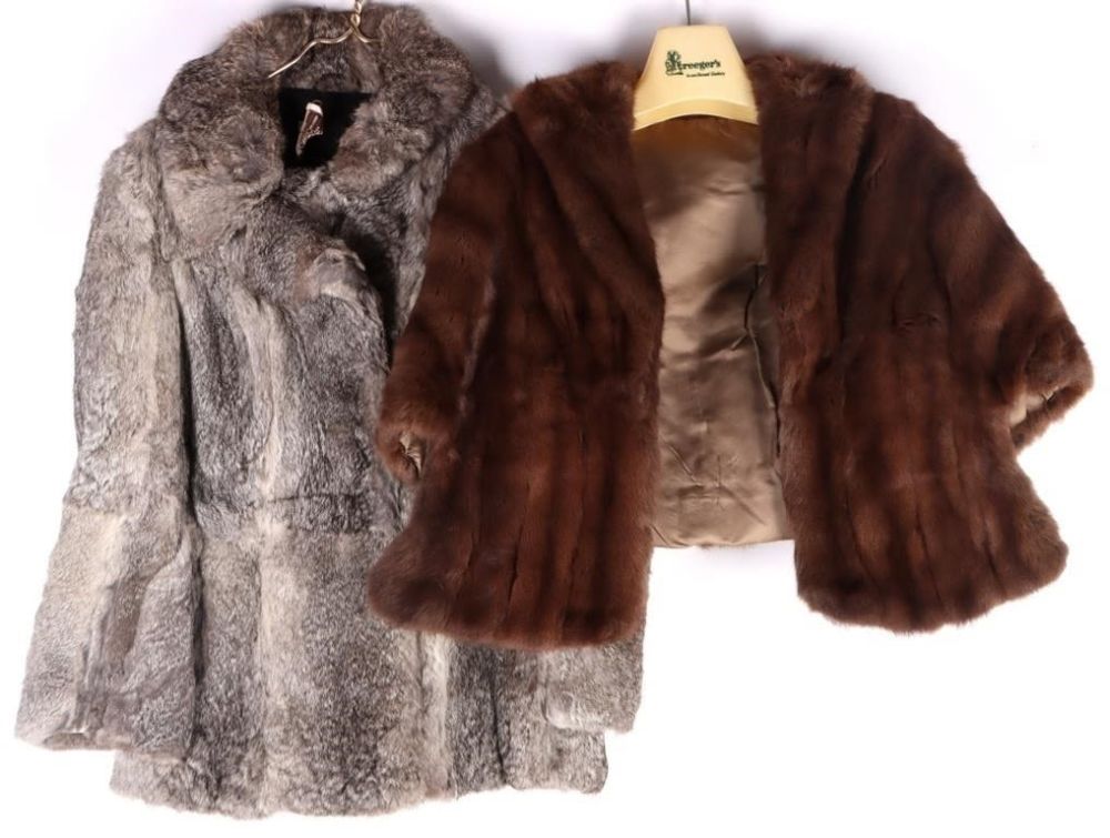 Lot 173323: GENUINE MINK & DINO RICCO RABBIT FUR COAT & SHAWL