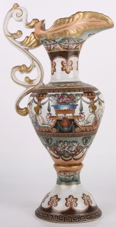 Lot 173329: ITALIAN STYLE PORCELAIN ORNATE PITCHER VASE
