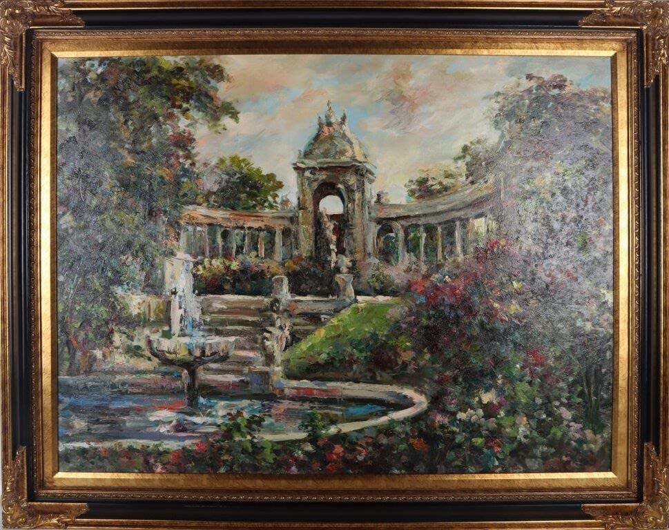 Lot 173332: 38 X 48" ORIGINAL FRENCH OIL PAINTING UNSIGNED