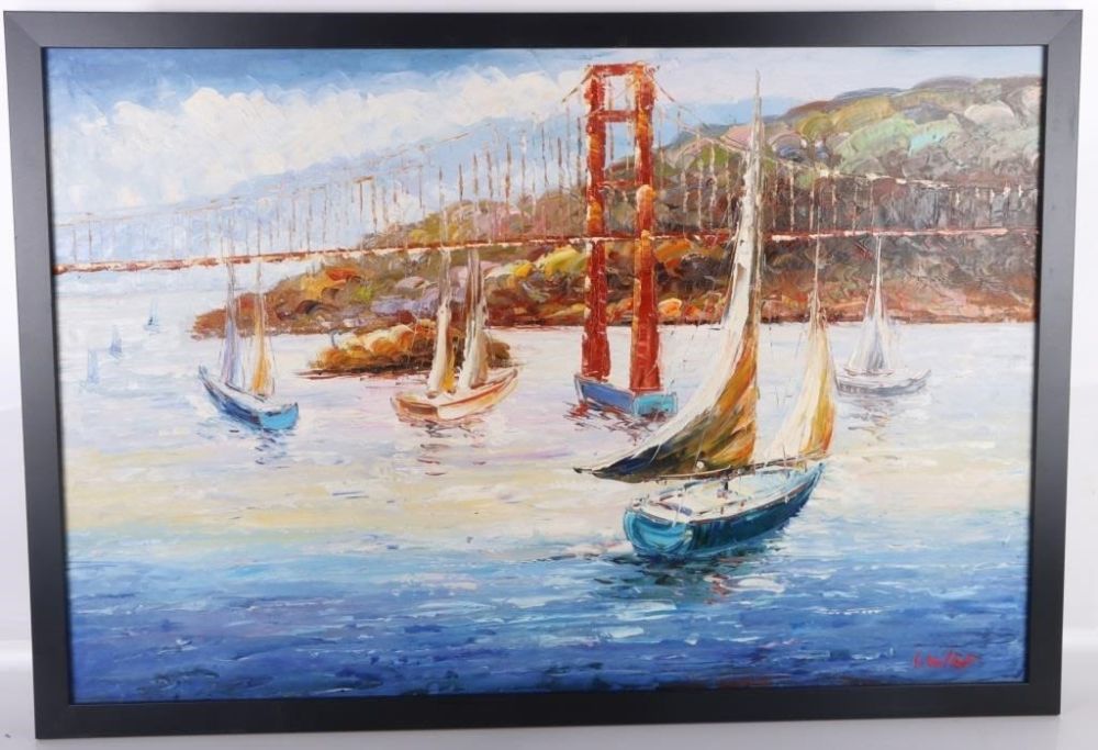 Lot 173336: LOUIS VALTAT ORIGNAL SAILBOAT OIL PAINTING (AFTER