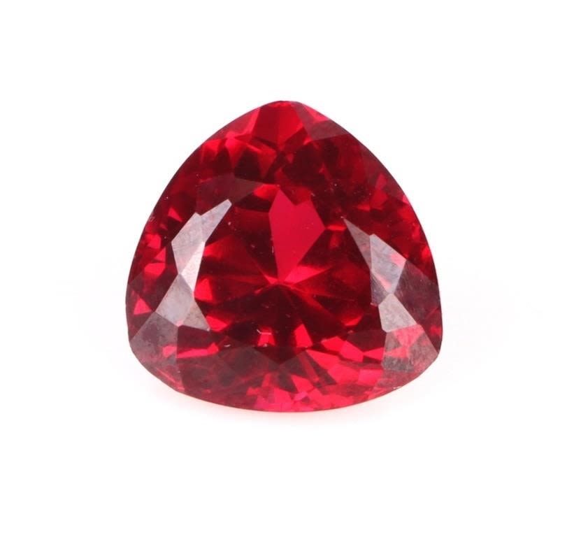 Lot 174155: 9.55CT TRILLION-CUT GENUINE TESTED RED RUBY