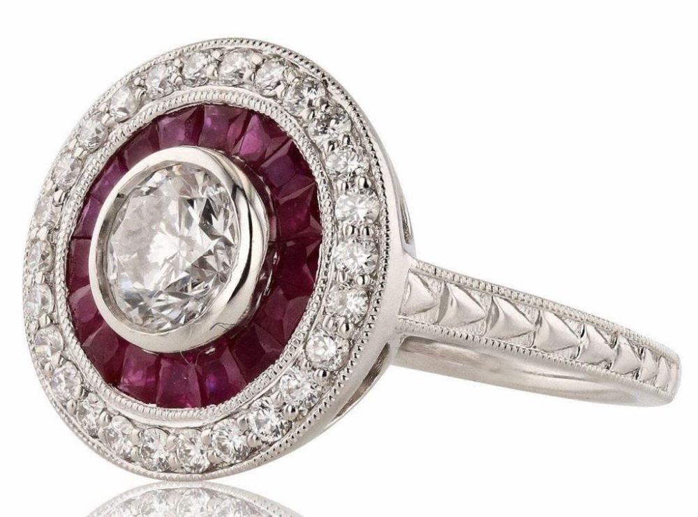 Lot 174170: 0.78CT DIAMOND & 1.0CT RUBY PLATINUM RING -1.13CTW