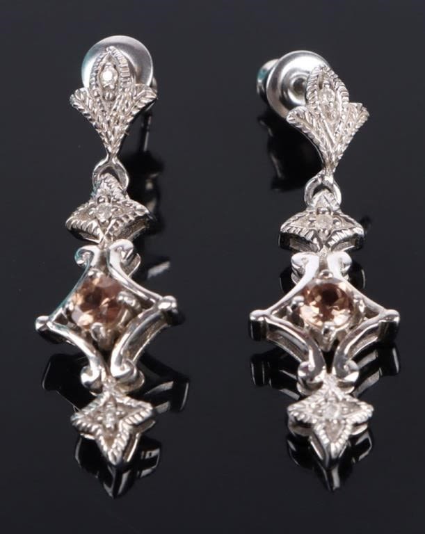 Lot 174210: 0.63CTW GARNET 14K WHITE GOLD DIAM. EARRINGS