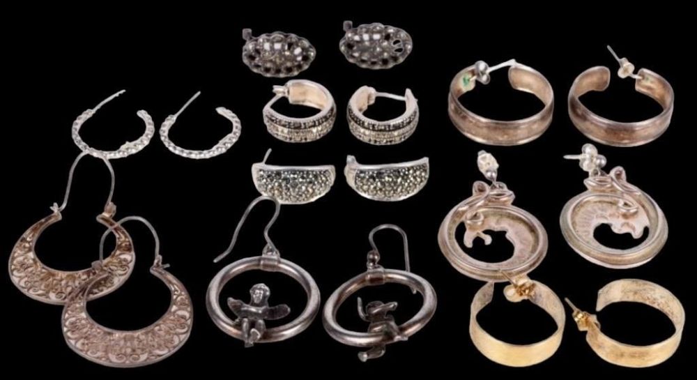 Lot 174224: STERLING SILVER LADIES EARRINGS - LOT OF 9