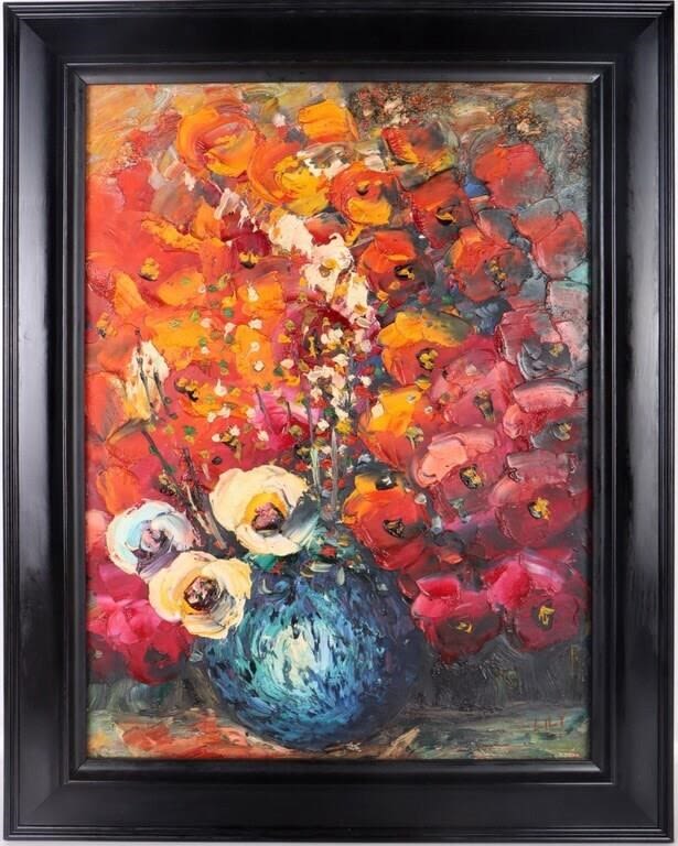 Lot 174257: ORIGINAL "POPPIES" SIGNED LILY ACRYLIC PAINTING
