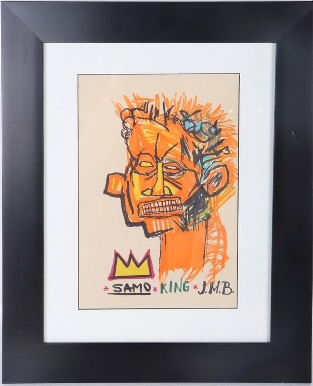 Lot 174263: AFTER JEAN-MICHEL BASQUIAT INK ON PAPER ARTWORK
