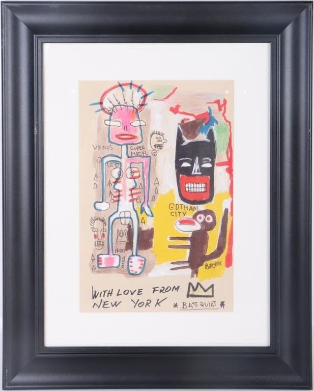 Lot 174264: AFTER JEAN-MICHEL BASQUIAT INK ON PAPER ARTWORK